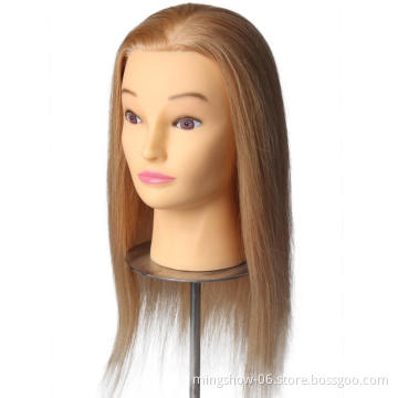 Blonde natural hair mannequin head female for beauty school